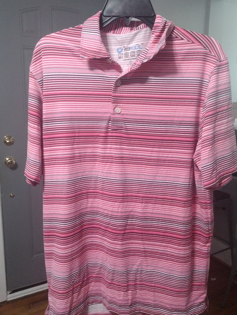 IBKUL Men’s Pink Multi-Striped Polo